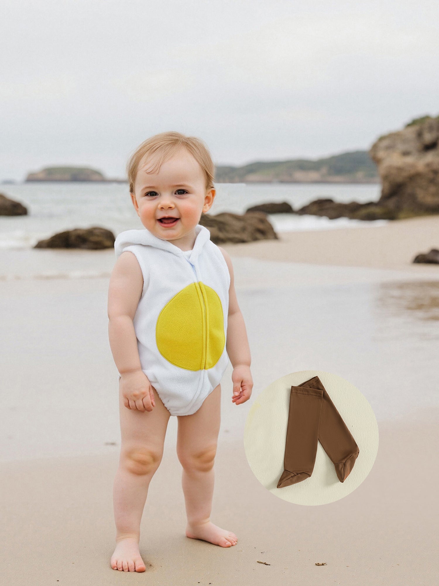 Cjfdfy Newborn Baby Boy Girl Halloween Animal Costume Infant Baby Fox Puppy Dog Frog Poached Egg Costume Fall Winter Sleeveless Hooded Zipper Romper Leg Warmers Set Toddler Halloween Cosplay Outfits