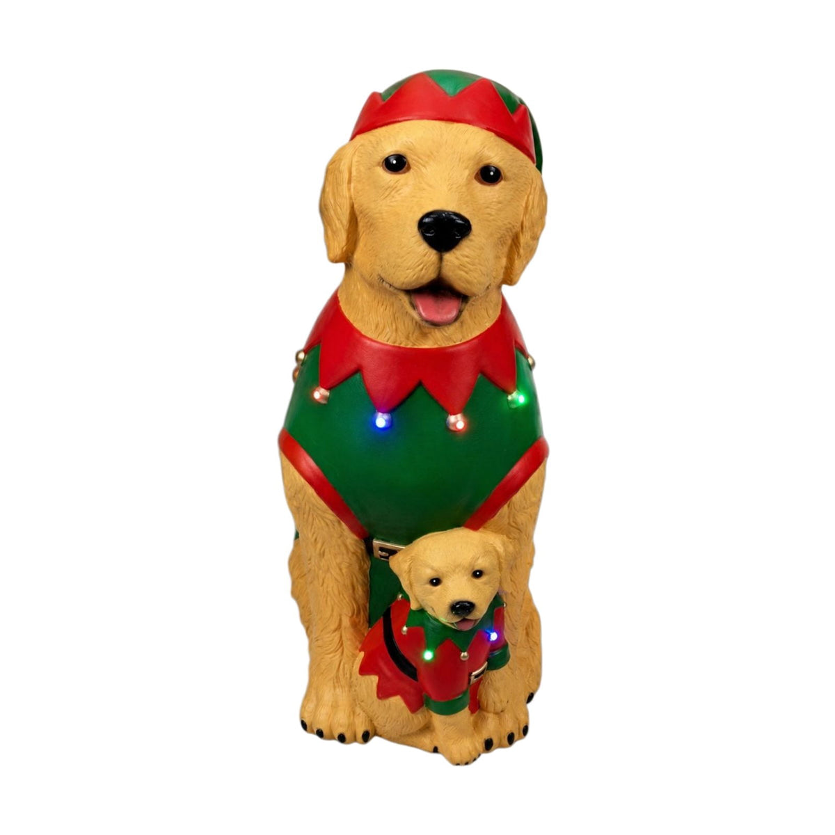 Clearance! Christmas Golden Retriever Statue with LED Lights, Cute Dog Holding Puppy Figurine, Christmas Decoration Indoor Outdoor, Gift for Kiddo Adults