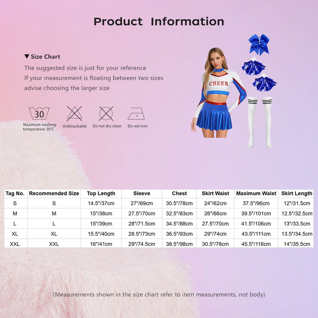 iiniim Womens Cheer Leader Costumes Set Schoolgirl Cheerleading Cosplay Halloween Party Uniform Purple XL