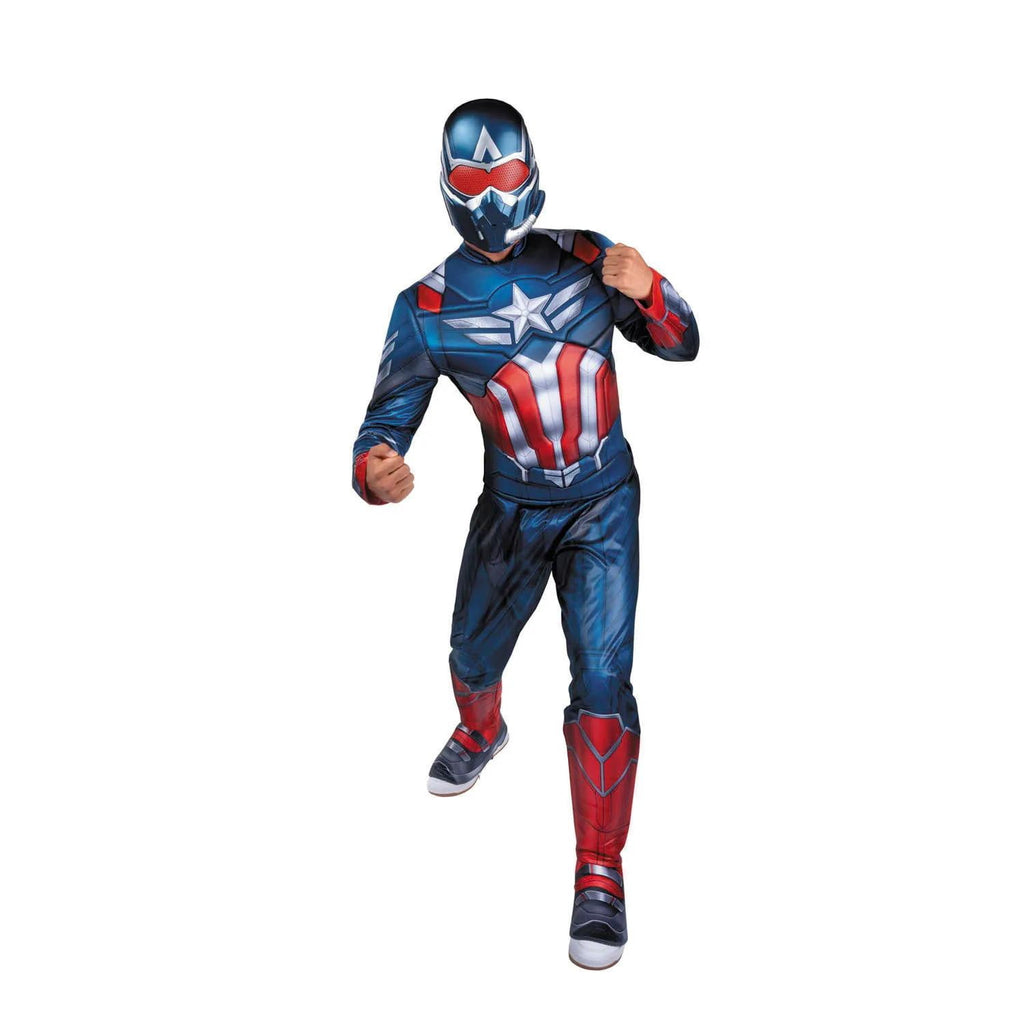 Marvel Men's Captain America Halloween Costume Jumpsuit 2pc - Red Medium