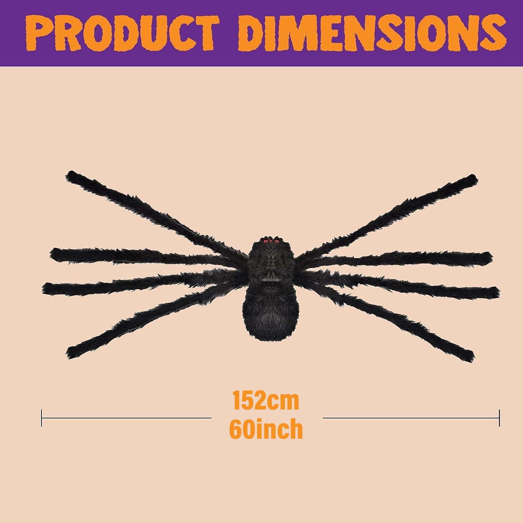 Ayieyill Spider Halloween Decorations Outdoor, 5FT Scary Giant Spider for Halloween Yard Decorations, Haunted House Props, 1pc