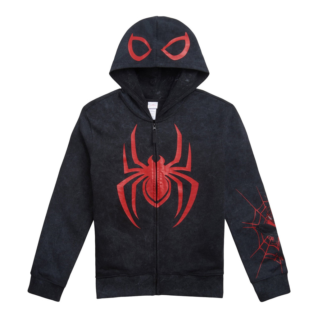 Marvel Spider-Man Little Boys' Cosplay Fleece Zip-Up Hoodie Miles Morales Black