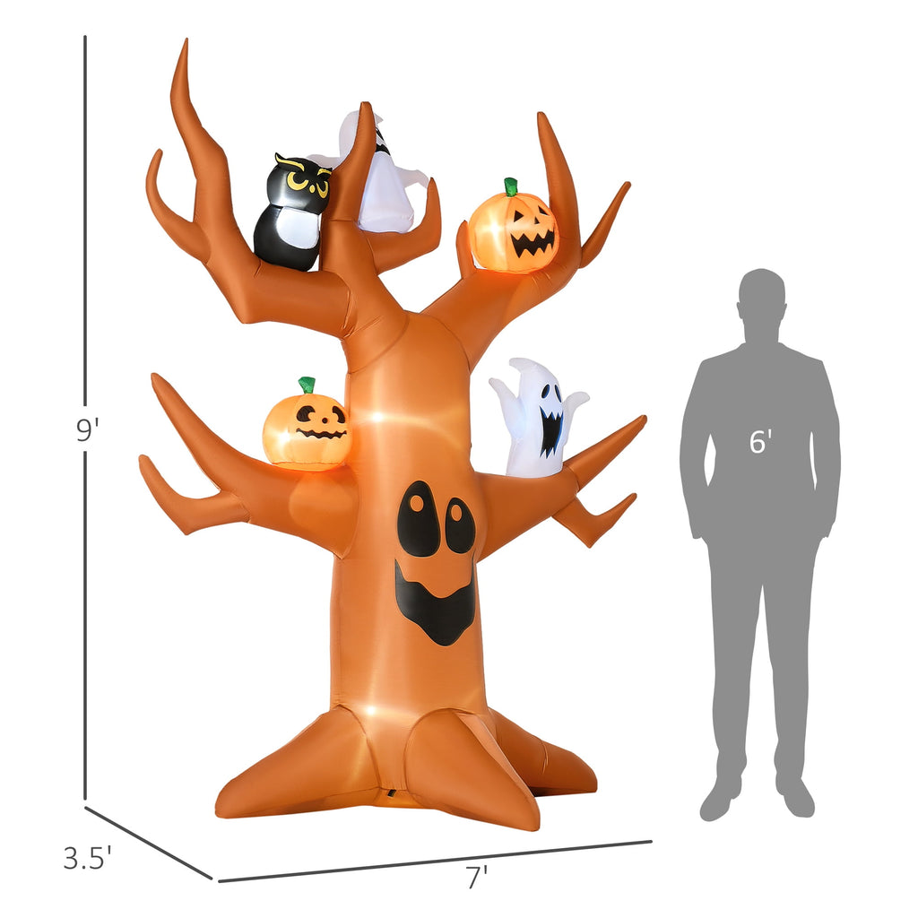 Outsunny 5' Halloween Inflatables Outdoor Decorations Ghost Tree with Pumpkins, Blow-Up LED Yard Decor Indoor Outdoor for Garden, Lawn, Party, Holiday
