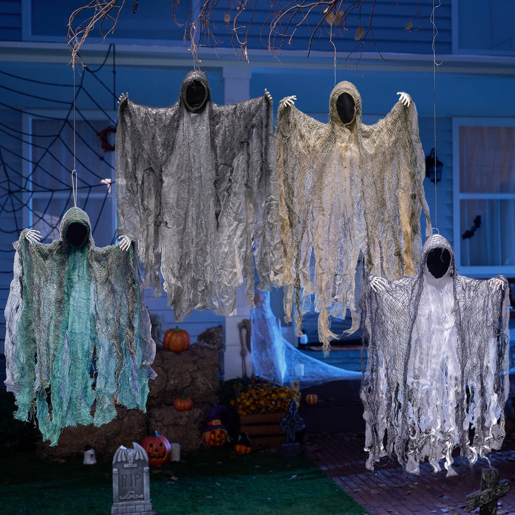 Joyfy 3 Pack Halloween Hanging Ghosts,Scary Skeleton Ghosts Grim Reapers Decorations for Halloween Indoor Outdoor Yard Home Decorations