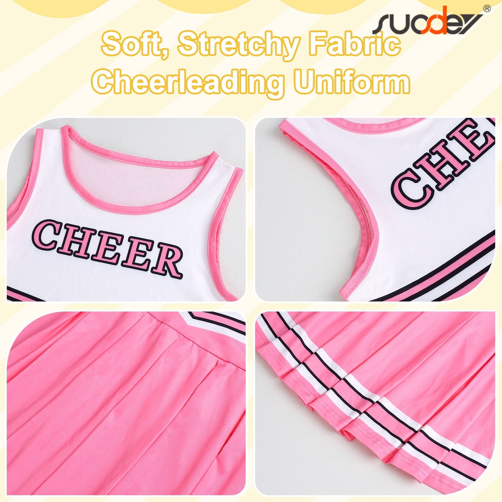 SUOSDEY Girls Cheerleader Costume Outfit Set,Kids Sleeveless Cheerleading Uniform for Party Birthday Halloween