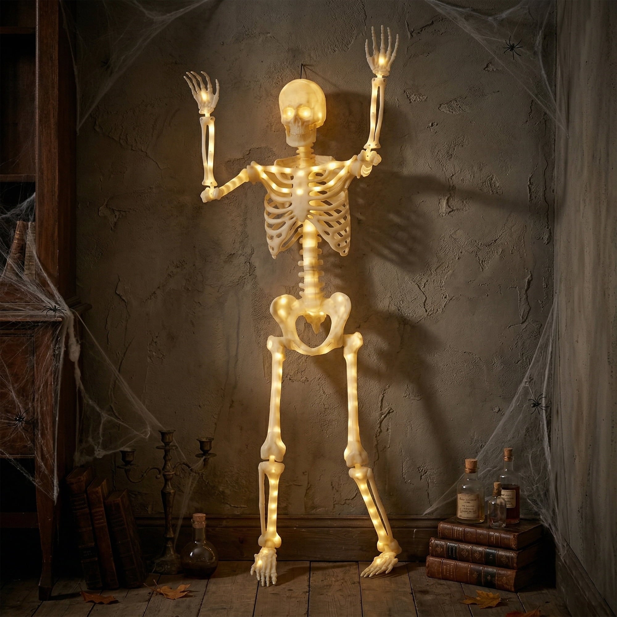 Way To Celebrate 5 ft Poseable LED Illuminated Skeleton Halloween Decoration