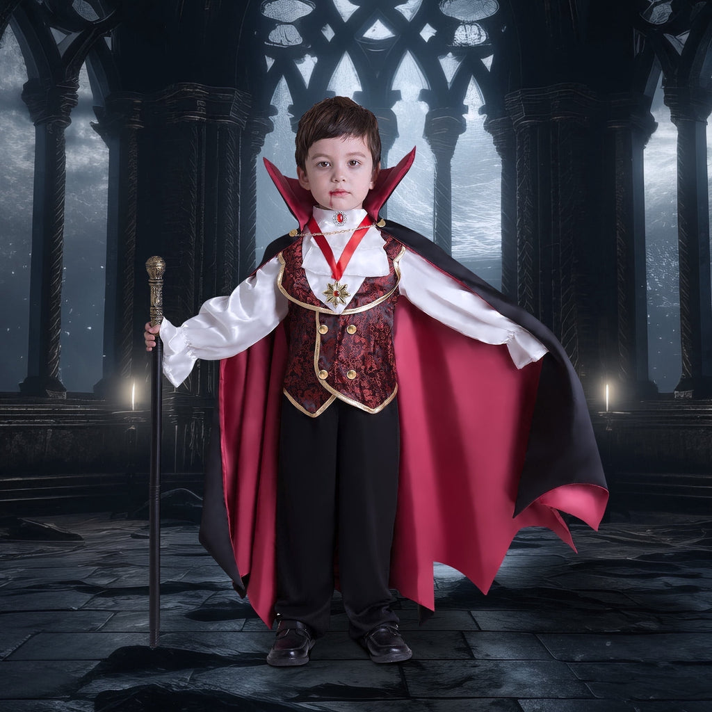 Joyfy Gothic Vampire Costume Kids, Toddler Vampire Costume Halloween Vampire Costume, Vampire costume for boys, Halloween Party Dress Up (3-4yrs)