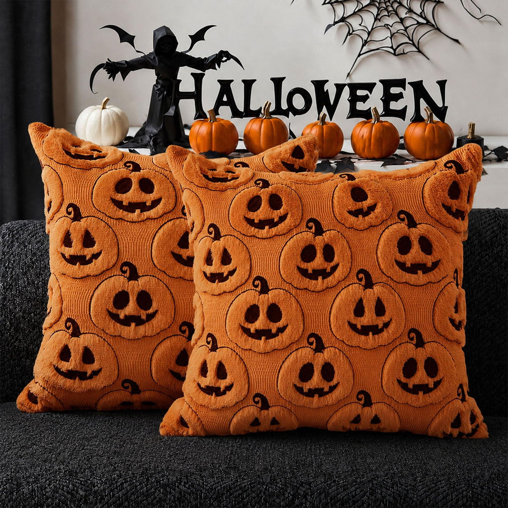 Halloween Ghost Reading Book Throw Pillow Cover, Spooky Library Bookshelf Skull Candlestick Decorative Pillowcase, Retro Halloween Cushion Cover