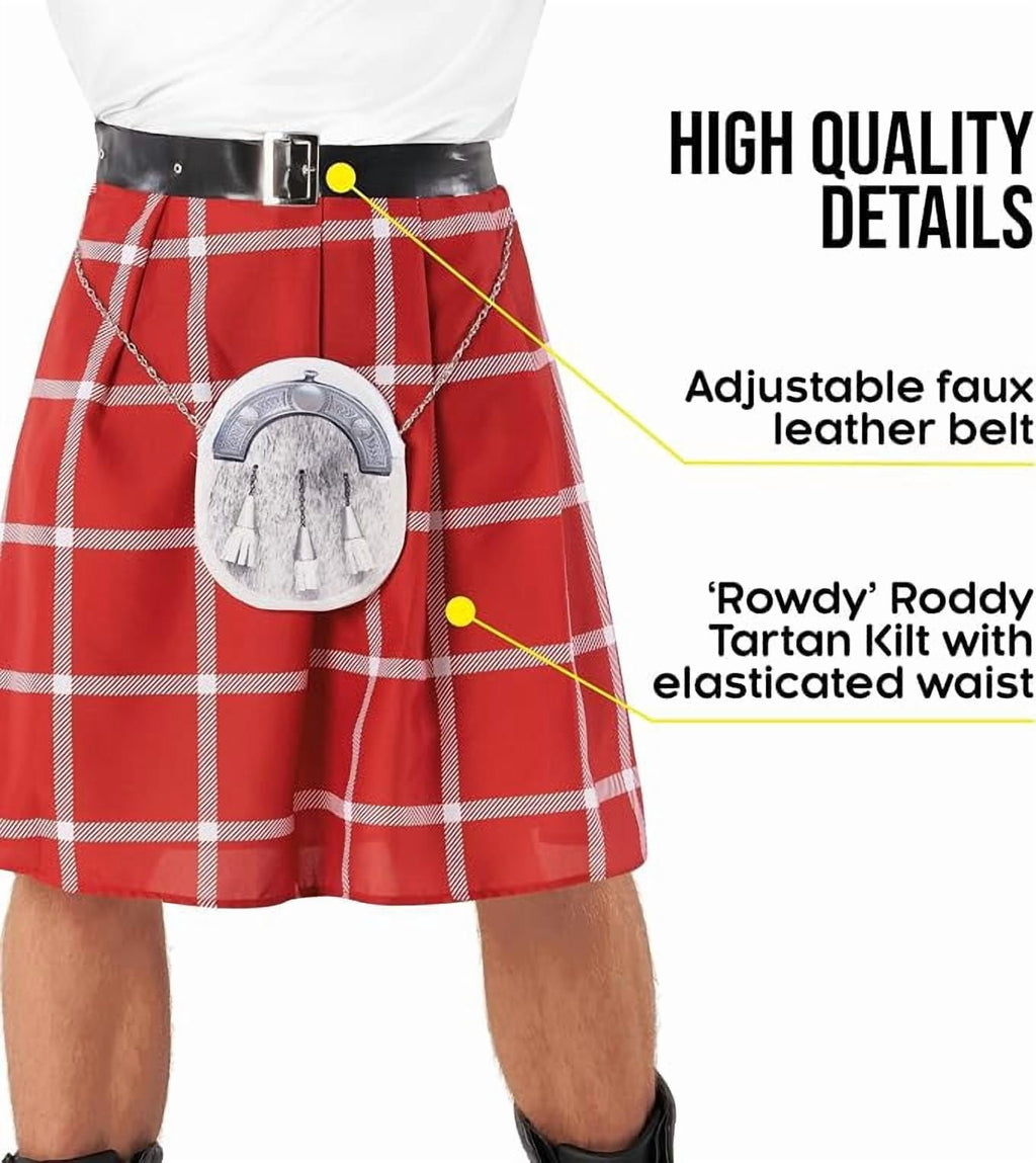 Morph Morph Rowdy Roddy Piper Costume for Men | Wwe Elite Roddy Piper Wrestling Costume | Adult Wrestling Costumes Halloween Costume for Men Multicolored Large