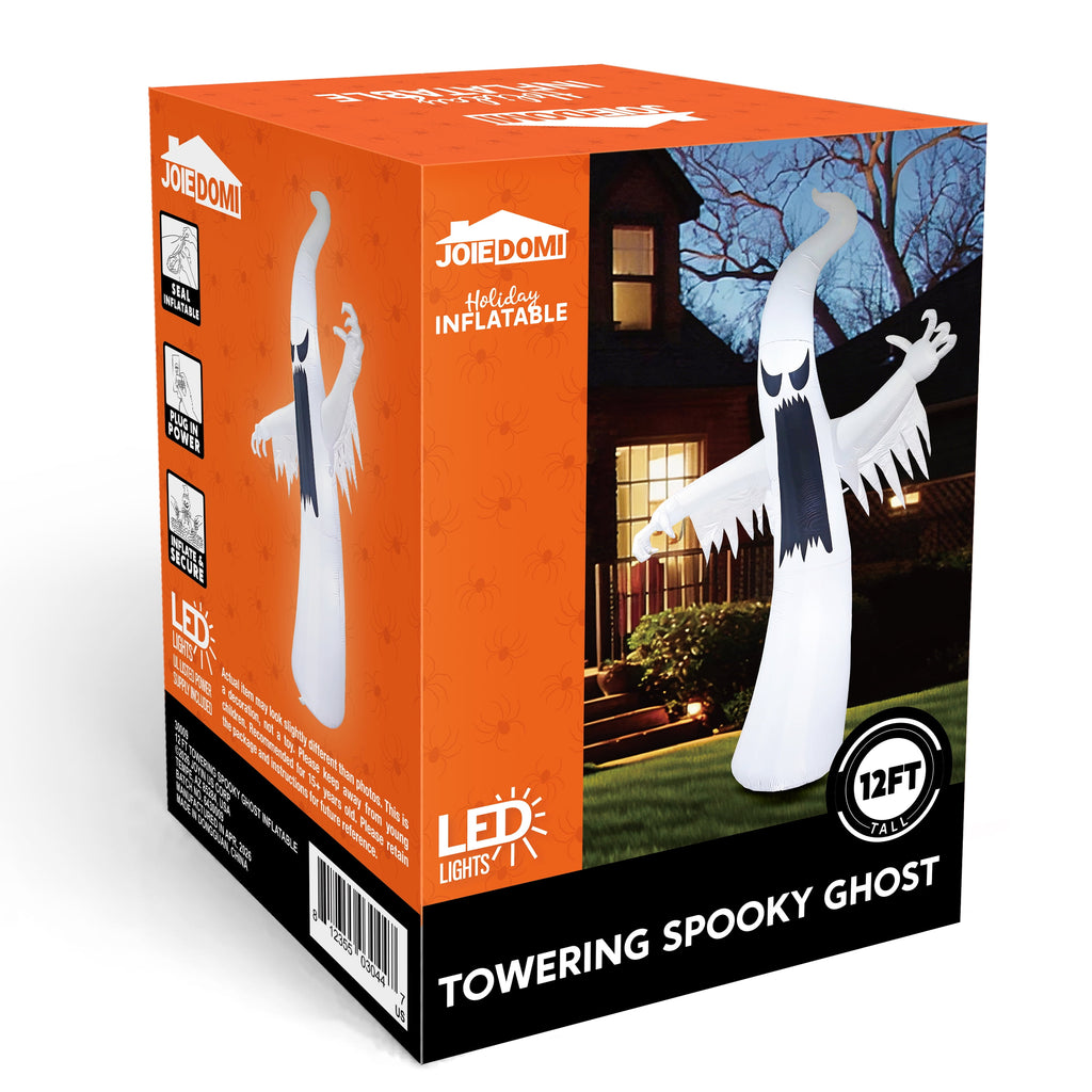 Joyfy 12 ft Halloween Inflatable Outdoor Ghost,Giant Ghost Blow Up Decor with Built-in LED Lights,inflatables with Build-in LEDs,Spooky Outdoor Decorations for Yard & Lawn