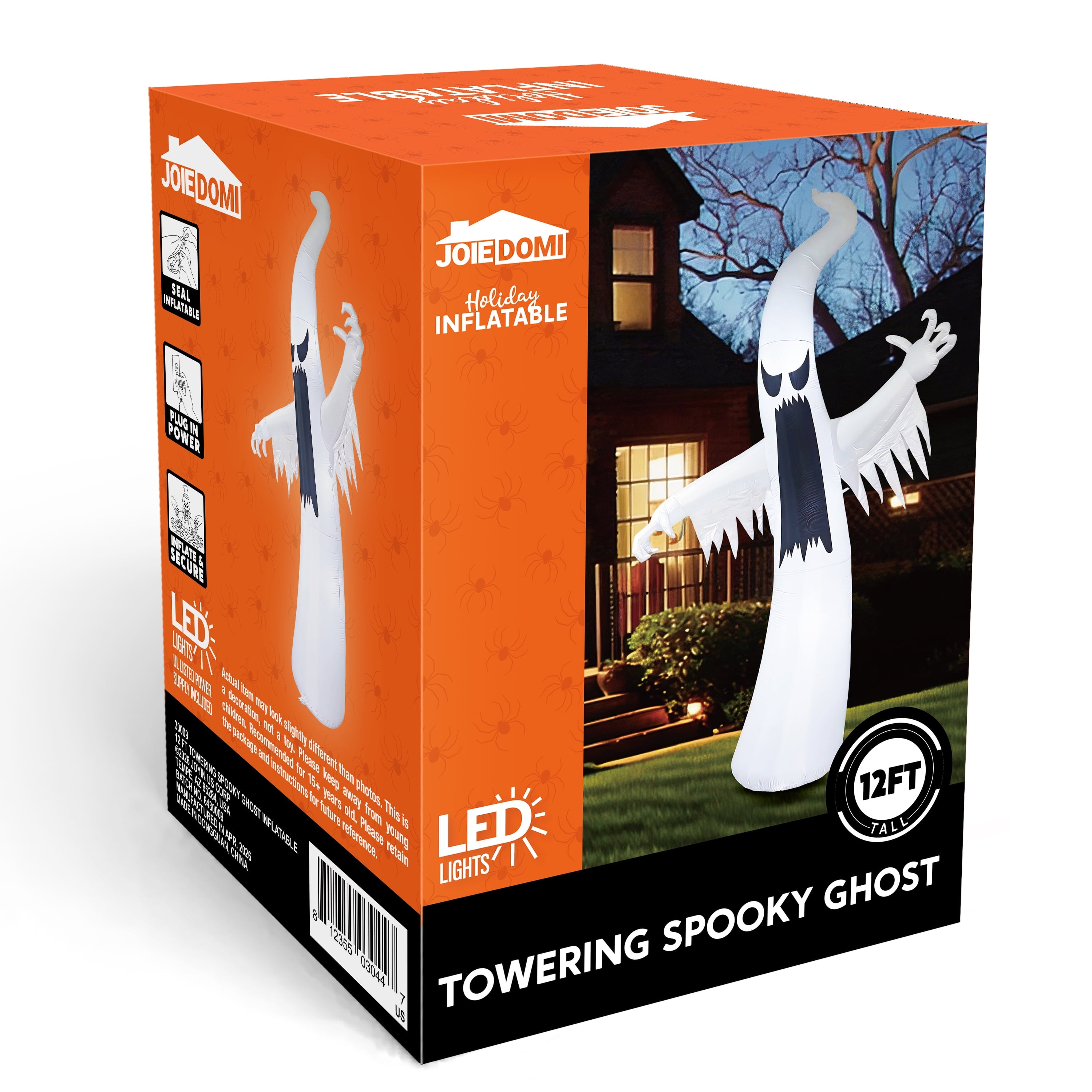Joyfy 12 ft Halloween Inflatable Outdoor Ghost,Giant Ghost Blow Up Decor with Built-in LED Lights,inflatables with Build-in LEDs,Spooky Outdoor Decorations for Yard & Lawn