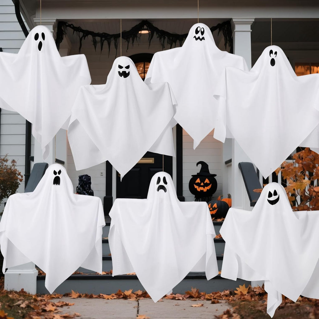 Joyfy 3 Pack Halloween Hanging Ghosts Decorations,27.5" Cute Scary Flying Ghosts Outdoor Hanging Halloween Decorations Yard Decorations
