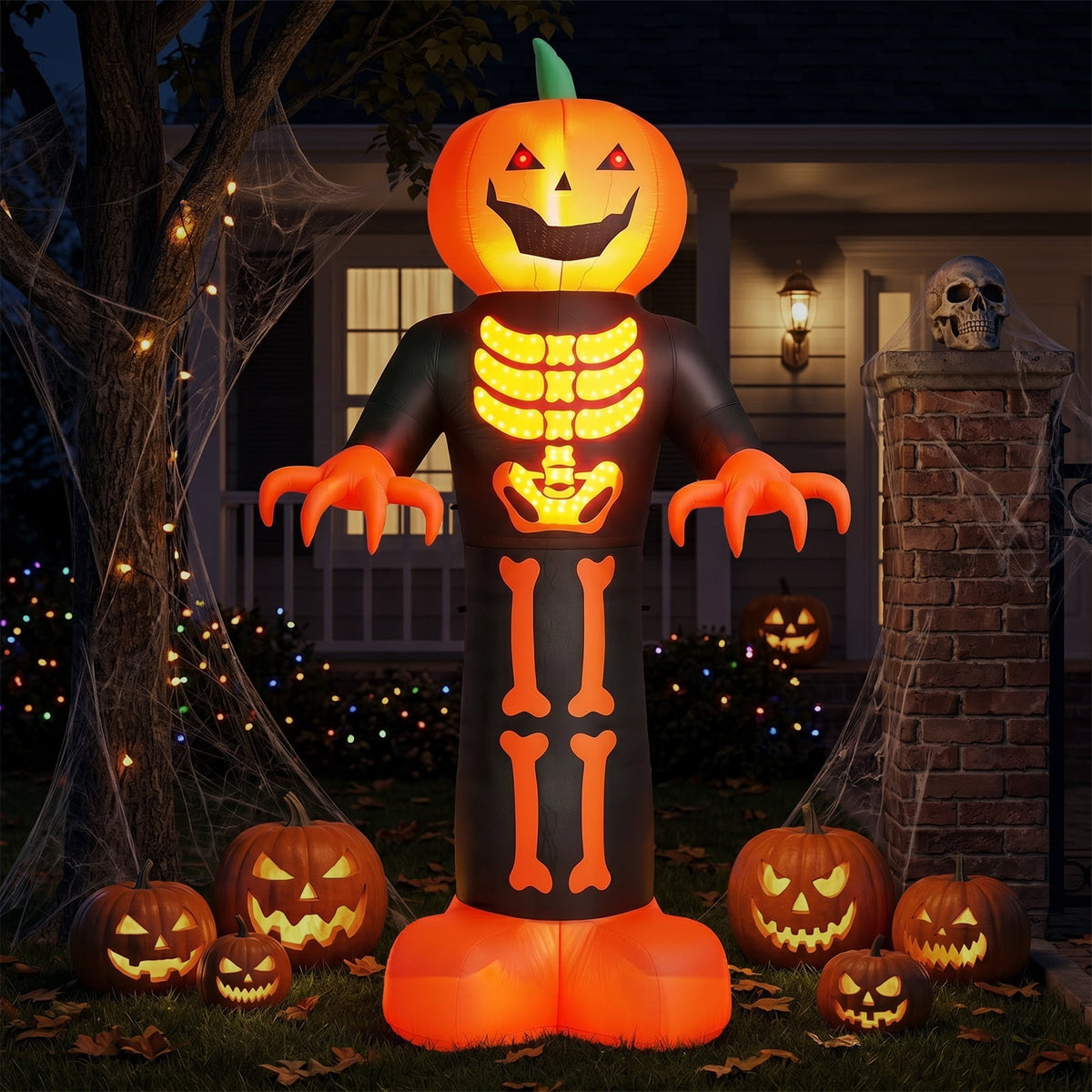 Zimtown Zimtown 12 FT Halloween Inflatable Pumpkin with 3D Glowing Skeleton Chest