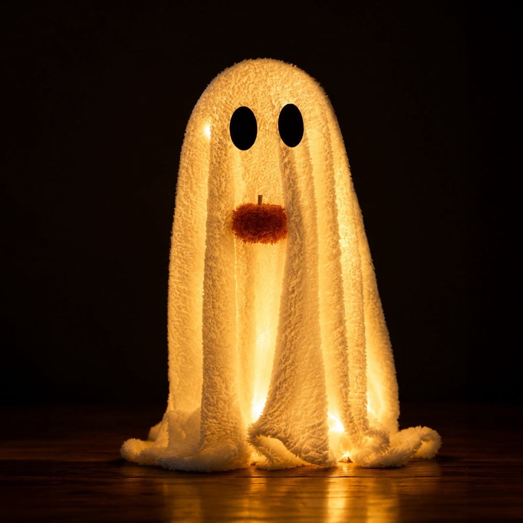 Fwttom Ghost Night Light, Halloween Lights Cute Ghost Reading Book Lamp, Halloween Decorations Indoor Light Up Ghost Statue Ghost Light for House Mantel Bedside