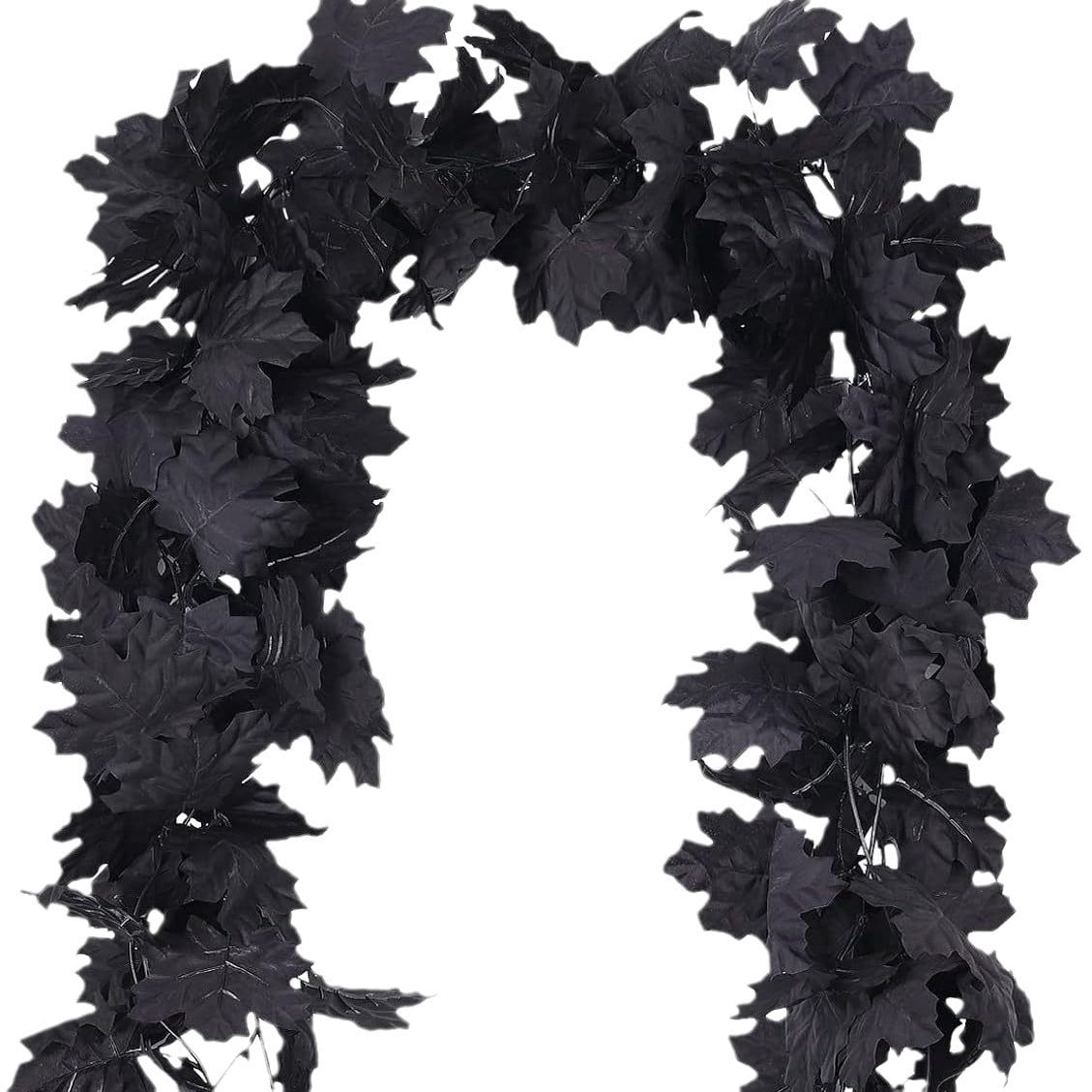 Halloween Garlands with Lights, 5.8 Ft Black Eucalyptus Garlands, Artificial Hanging Plants Vines, Faux Ferns Plant Fake Leaves Ivy Flowers Garlands for Garden Home Party Halloween Decorations Indoor