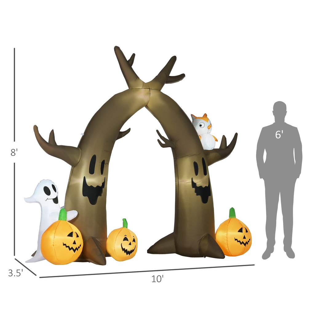 Outsunny 11.8' H Large Halloween Inflatable Archway Ghost Bat Pumpkin Spider, Halloween Decoration with LED Lights for Garden Indoor Outdoor