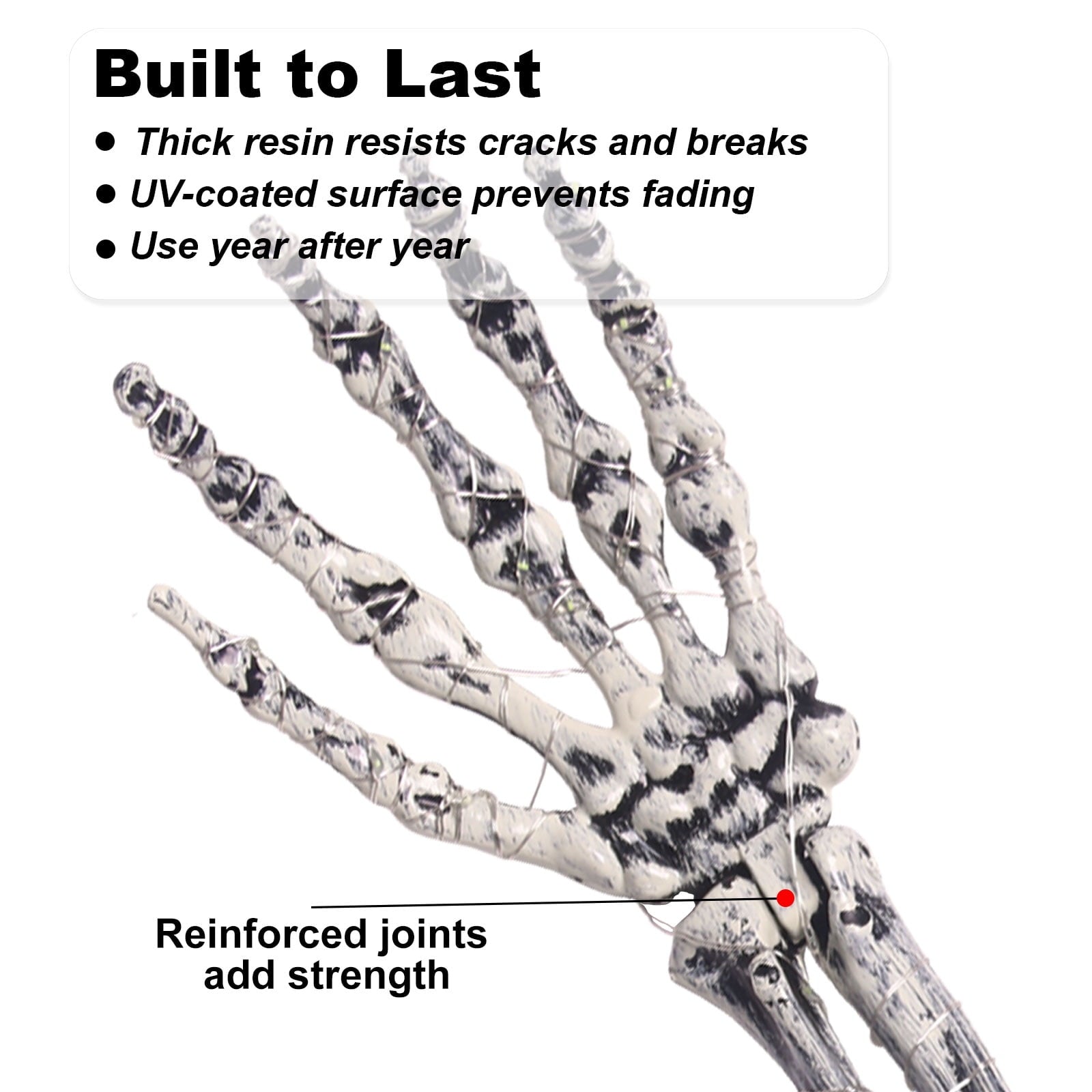 GameXcel Skeleton Hands Halloween Yard Decorations, 6 Pack 18 in Posable Skeleton Arms with Ground Stakes, Outdoor Graveyard Lawn Decor