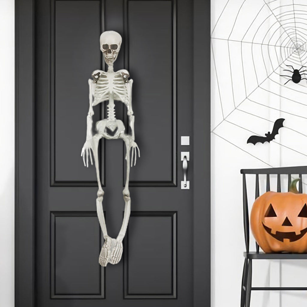Nrmvnmi 35.4 Inch Halloween Skeleton - Life Size Full Body Realistic Human Bones with Posable Joints for Halloween Pose Skeleton Prop Decoration