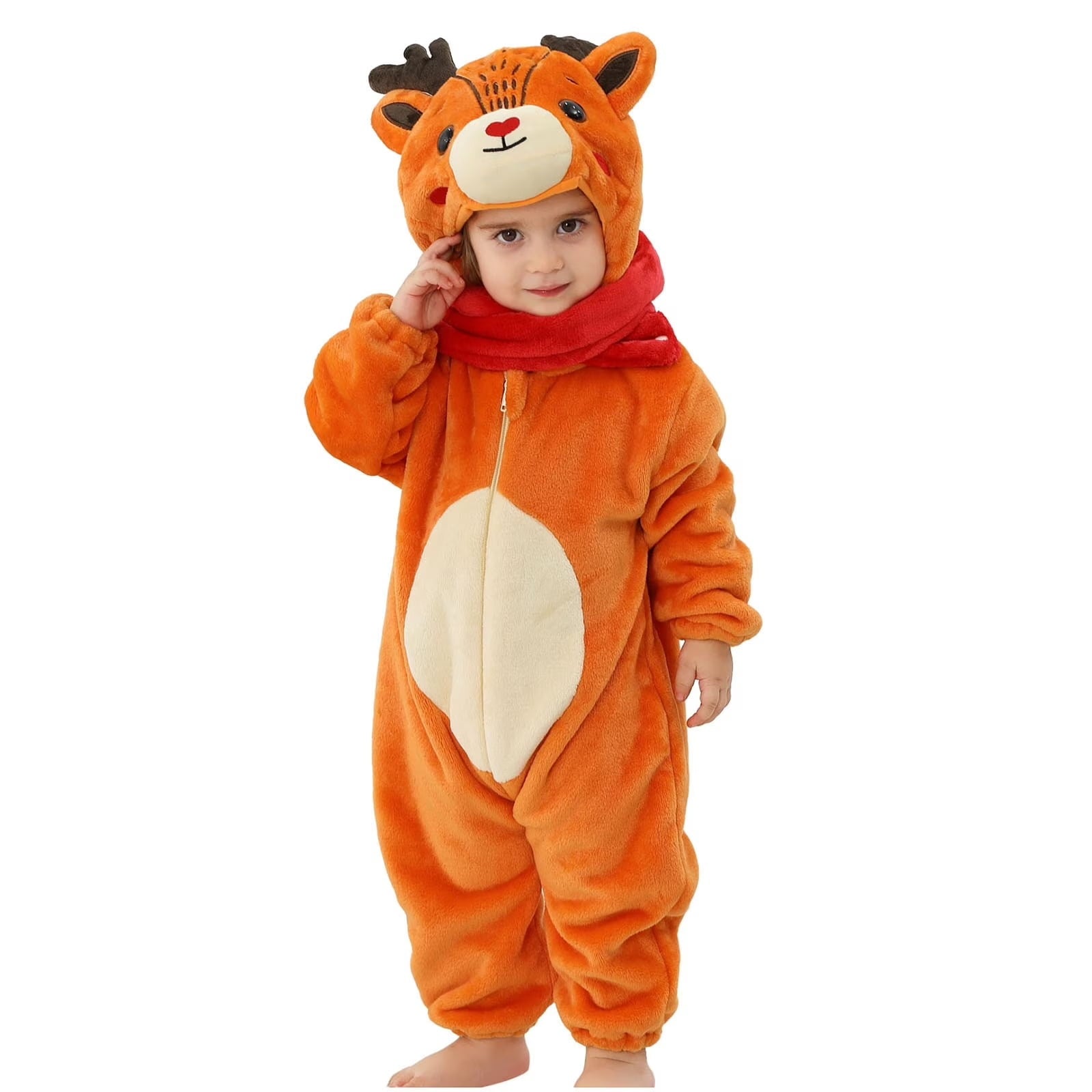 WIBACKER 0-3T Unisex Baby Animal Costume Winter Autumn Flannel Hooded Romper Christmas and Halloween Dinosaur Cosplay Jumpsuit