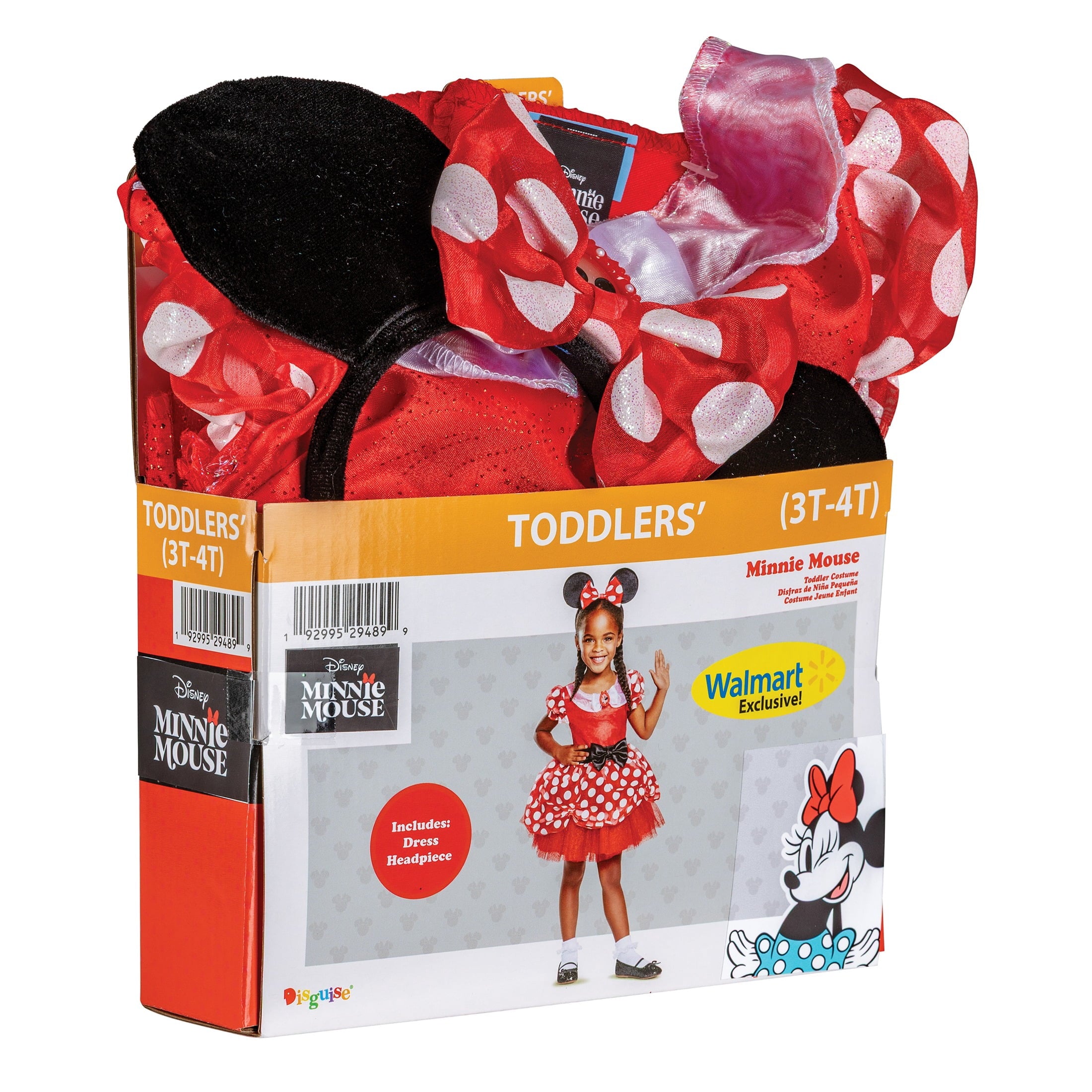 Disney Minnie Mouse Halloween Costume for Children, Toddlers Size 2T, by Disguise