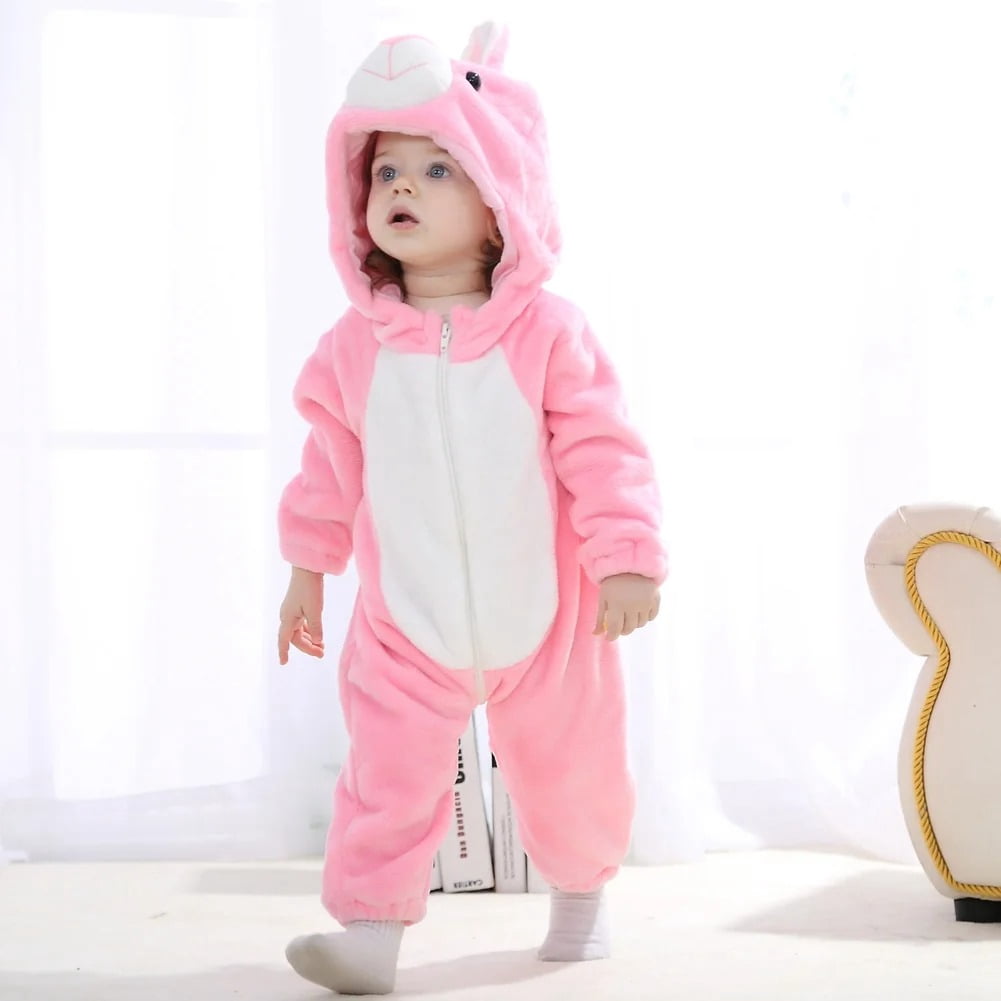 WIBACKER 0-3T Unisex Baby Animal Costume Winter Autumn Flannel Hooded Romper Christmas and Halloween Dinosaur Cosplay Jumpsuit