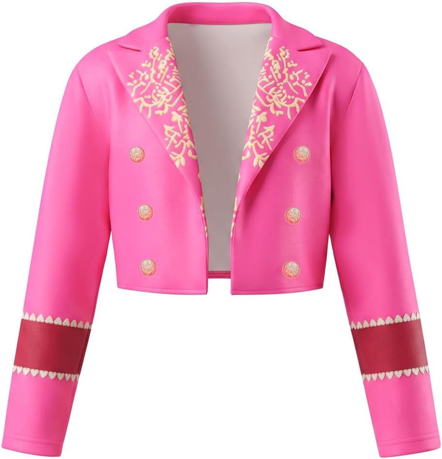 Guvpev G'irls Halloween Princess Costume, Pink Princess Dress Up Outfits with Jacket, K'ids Halloween Cosplay Party Dress Set