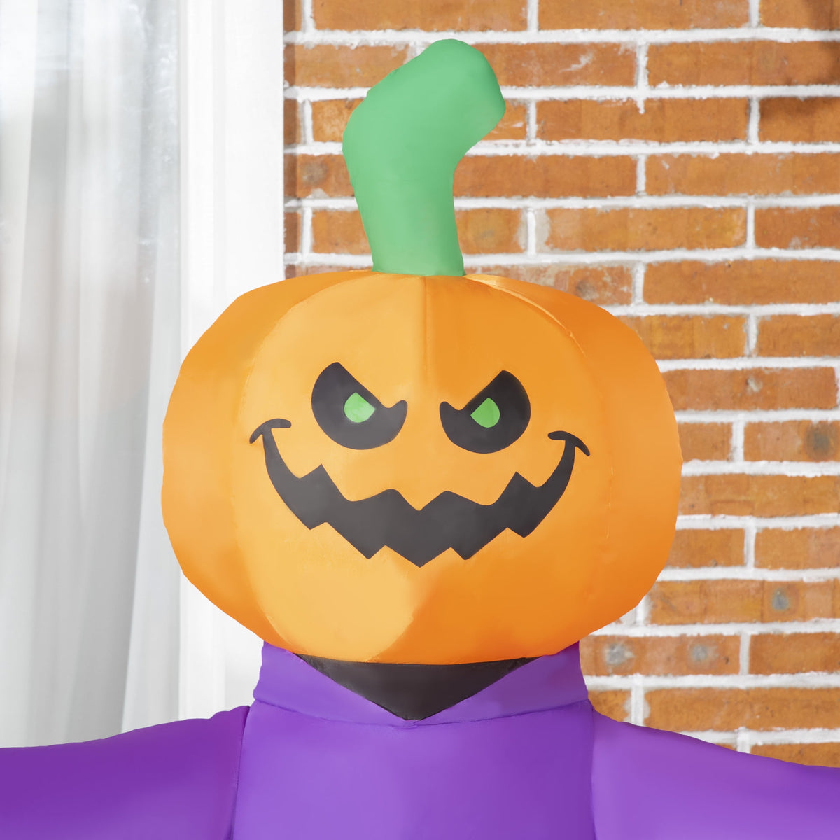Outsunny 41.3" Inflatable Halloween Window Sticker Ghost with Orange Face, Halloween Decoration with LED Lights for Garden Indoor Outdoor