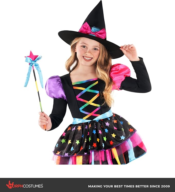 Morph Cute Rainbow Witch Halloween Costume For Girls Kids Scary Halloween