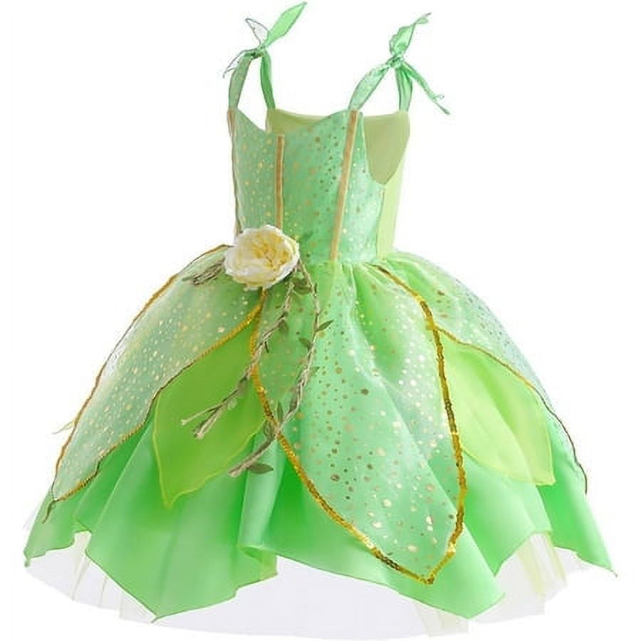 Flowers Fairy Costume Princess Dress Up Set for Girls Tinker Bell Toddler Cosplay Clothes Dress with Wing Set