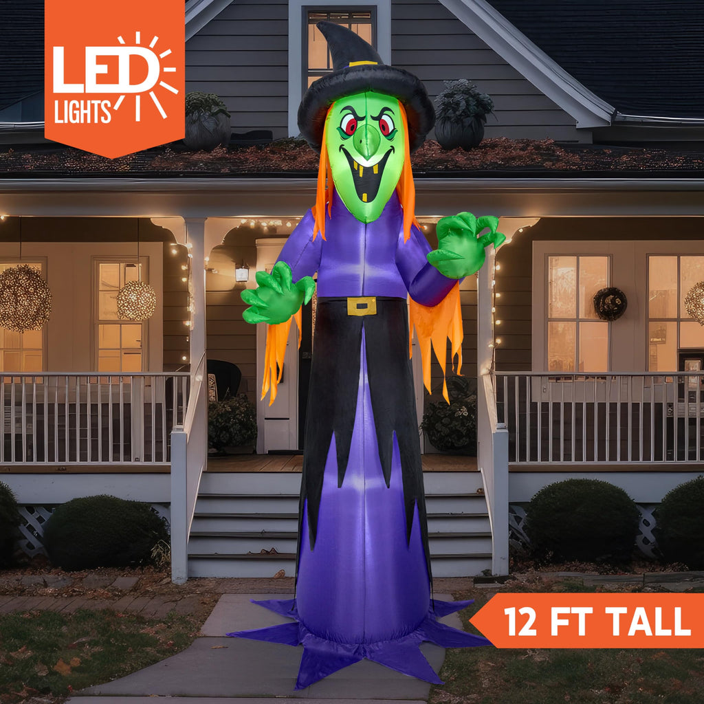 Joyfy 12 FT Halloween Inflatable Giant Grim Reaper Decoration with Built-in LEDs,Grim Reaper with Scythe Halloween Decorations Outdoor Blow Up Yard Lawn Decoration