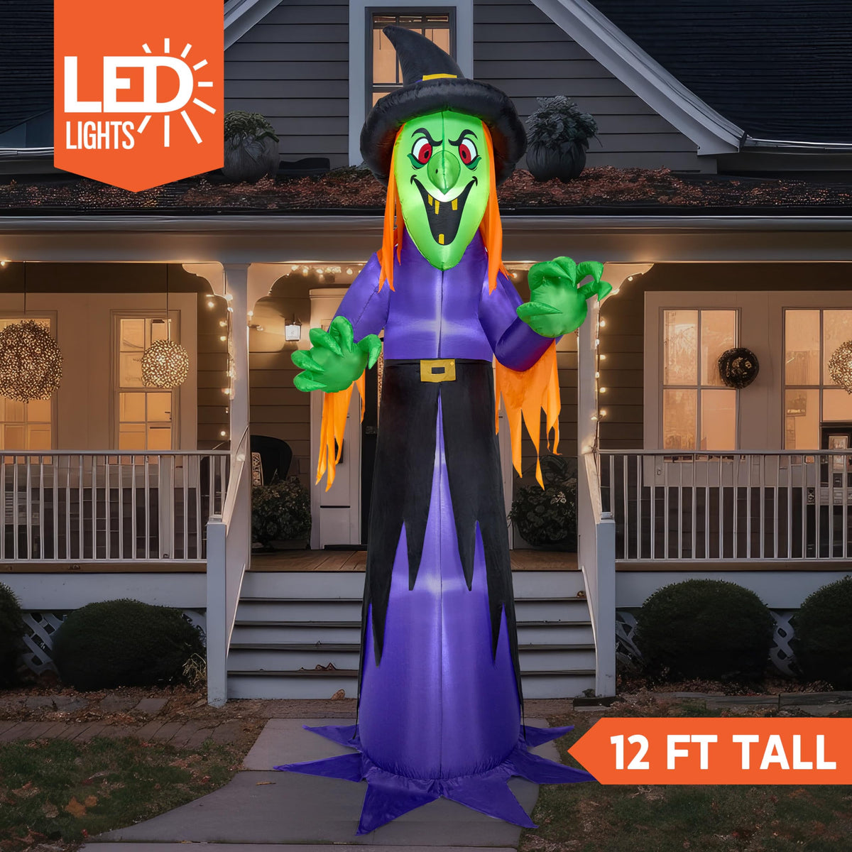 Joyfy 12 FT Halloween Inflatable Giant Grim Reaper Decoration with Built-in LEDs,Grim Reaper with Scythe Halloween Decorations Outdoor Blow Up Yard Lawn Decoration
