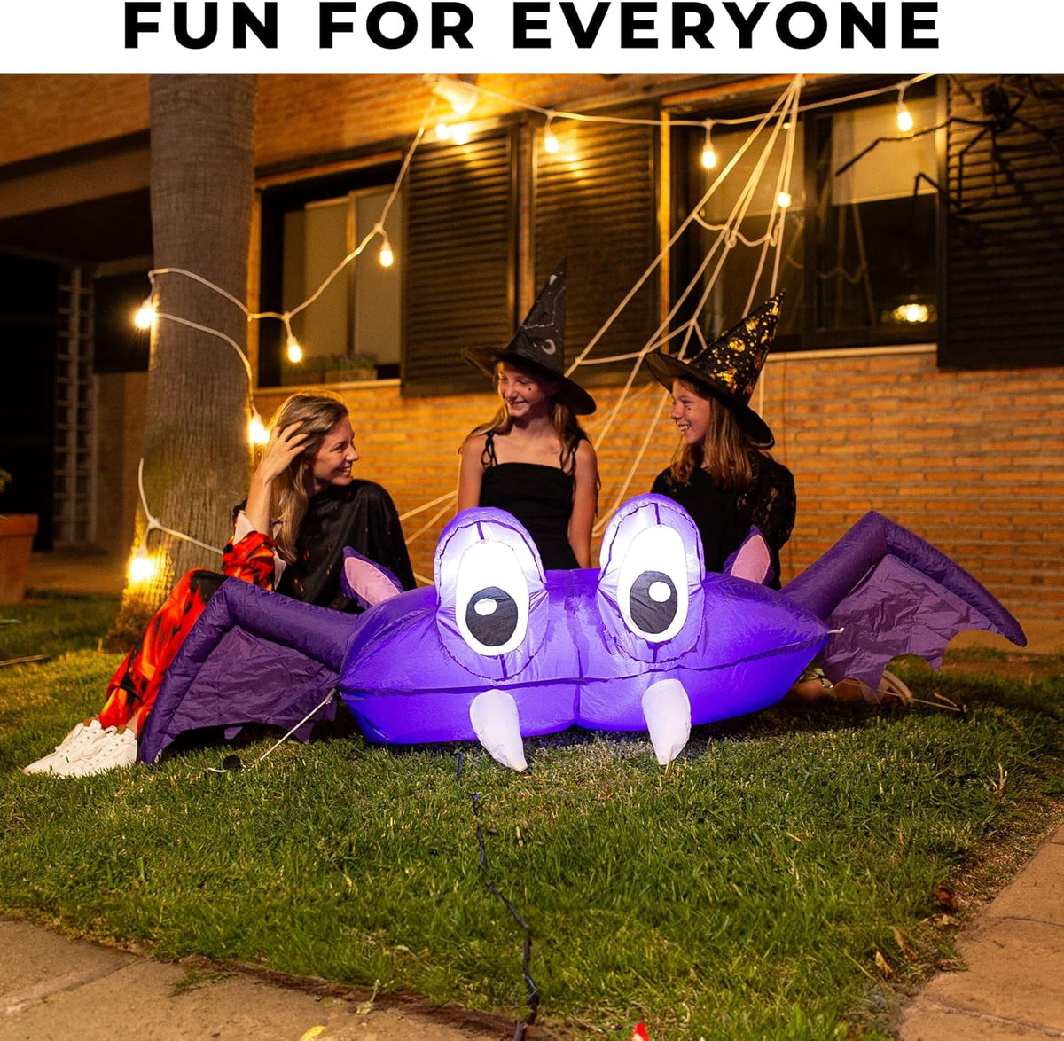 Zone Tech 6 FT Inflatable Bat Car Trunk Decor with Built-in LEDs, Blow Up Decoration for Halloween (1-Pack)