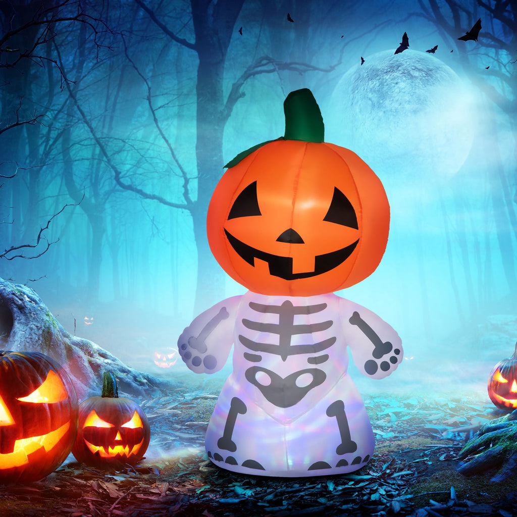 HOMCOM Inflatable Ghost with Pumpkin, Halloween Outdoor LED Lighted Yard Decoration, Waterproof