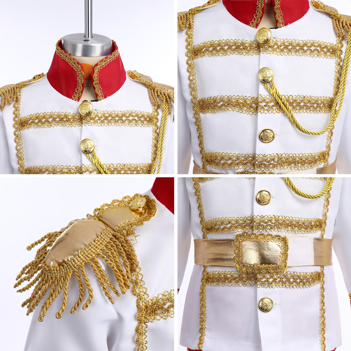 IBTOM CASTLE Boys Prince Charming Costume Halloween Cosplay Dress up Birthday Party Medieval Royal Prince Outfits for Toddler Child 3-4 Years Red 4pcs