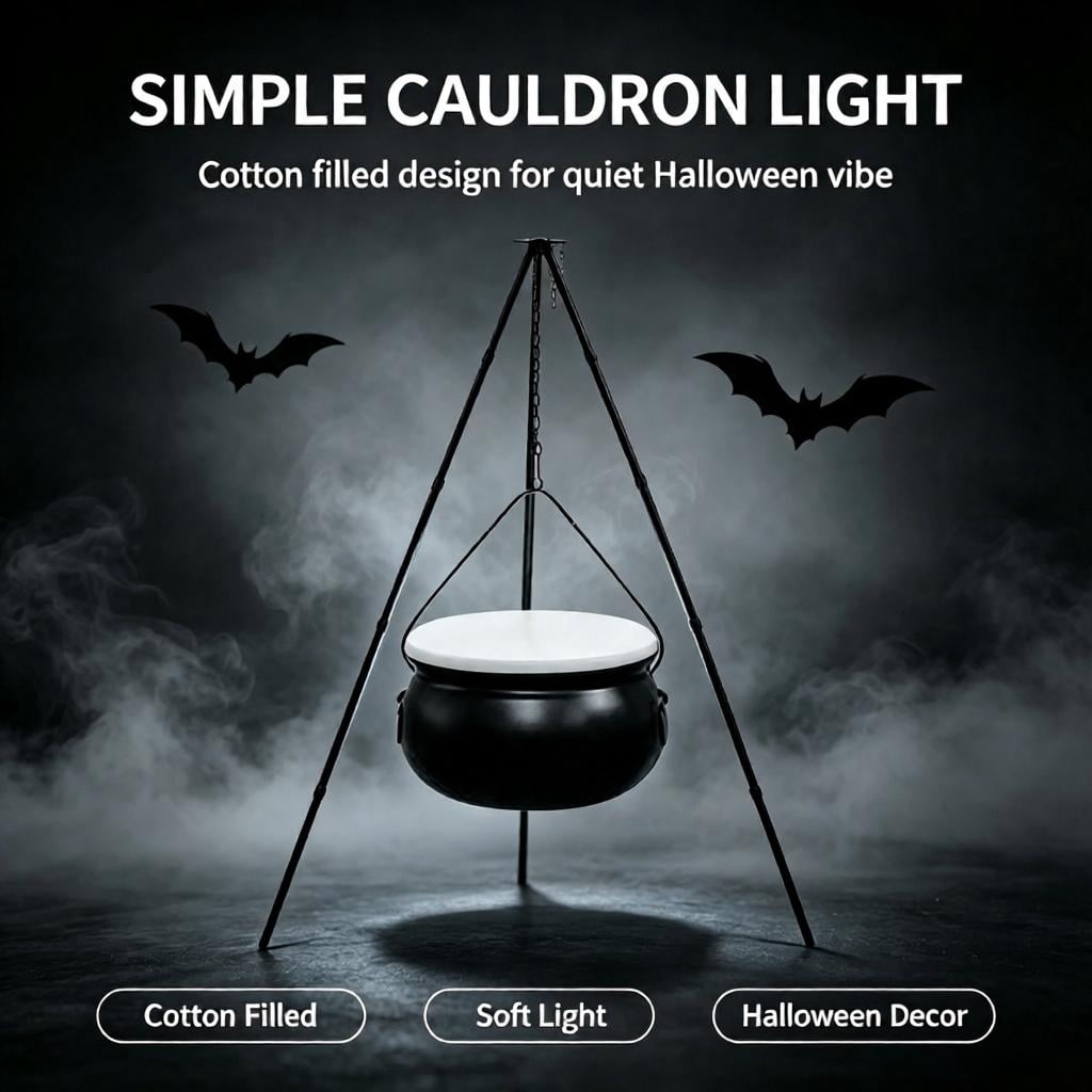 Muecwrye Halloween Decorations Outdoor, Halloween Clearance! Halloween Witches Cauldron with Lights, DIY Bubbling Cauldron Set Decor for Home Porch Outside, Halloween Party Supplies( Without Tripod)
