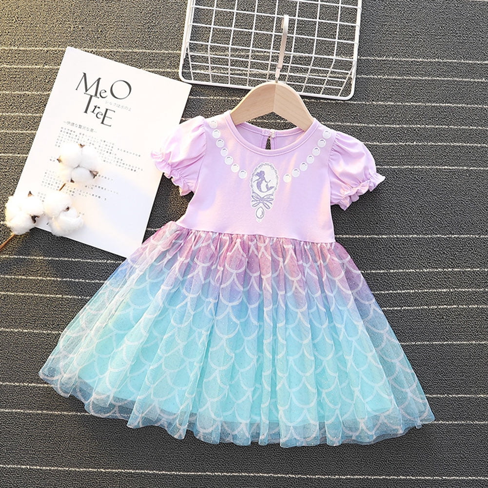 WIBACKER 1-6T Toddler Kid Baby Girls Fancy Party Puff Sleeve Princess Dress Cosplay Costume Dress Up