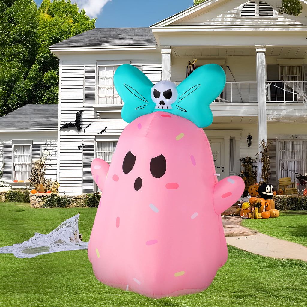 Joyfy 5Ft Halloween Inflatable Pumpkin Ghost with Colorful LED Lights,Halloween Blow Up Cute Decor for Indoor Outdoor Holiday Yard Decoration