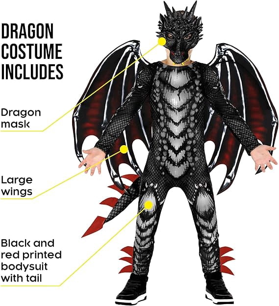 Morph Dragon Jumpsuit Black Red Costume Boys Halloween Costume For Boy Black Large