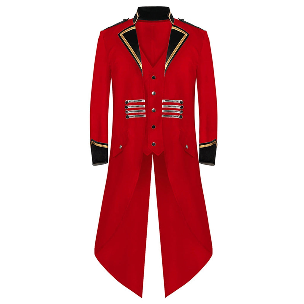 Odeerbi Mens Steampunk Tailcoat Gothic Medieval Jacket Frock Uniform Halloween Long Tuxedo Coat Retro Tailcoat Coat Lapel Court Slim Dress Coat White