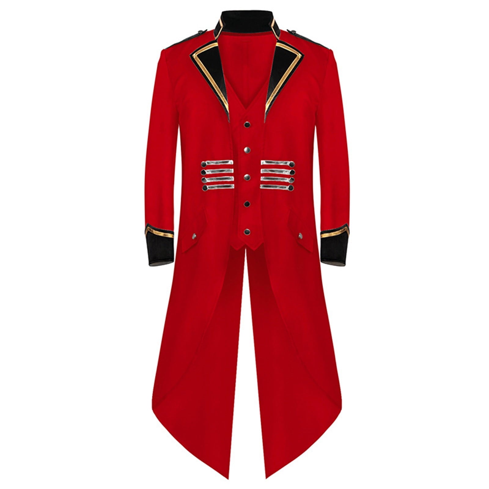 Odeerbi Mens Steampunk Tailcoat Gothic Medieval Jacket Frock Uniform Halloween Long Tuxedo Coat Retro Tailcoat Coat Lapel Court Slim Dress Coat White