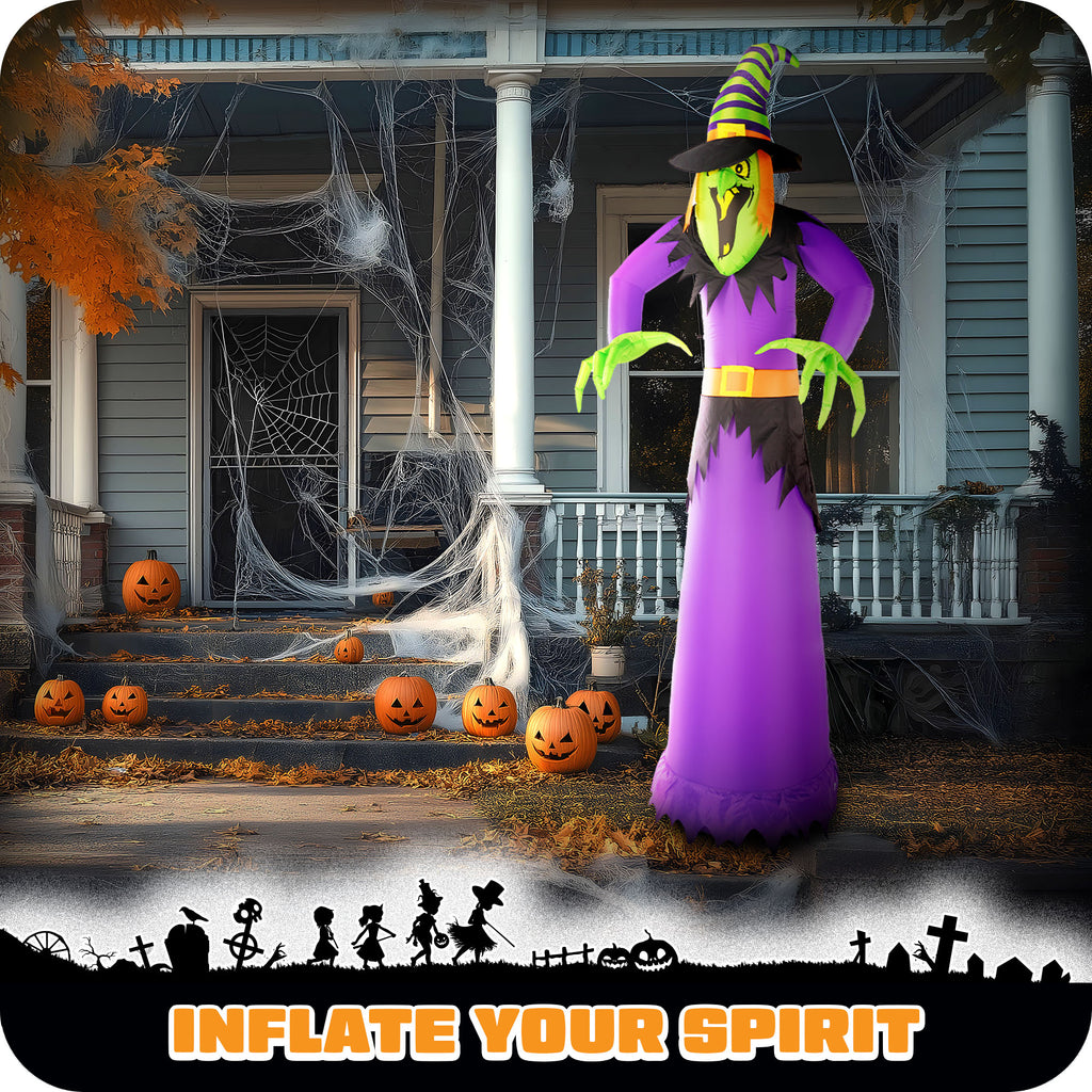 G128 10ft Witch Halloween Inflatable Outdoor Holiday Yard Decoration with LED Lights Fast Inflate