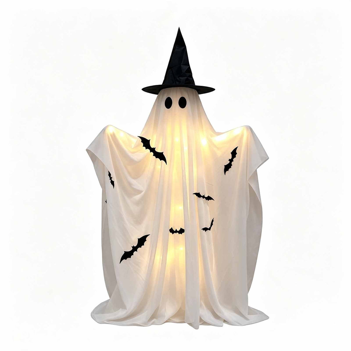 Halloween Light-Up Ghost Decorations Outdoor - 6.5 FT - 8 Sounds Gaint Hanging Swing Ghost Halloween Decoration, Spooky Cute Ghosts Decorations for Front Porch Yard Tree