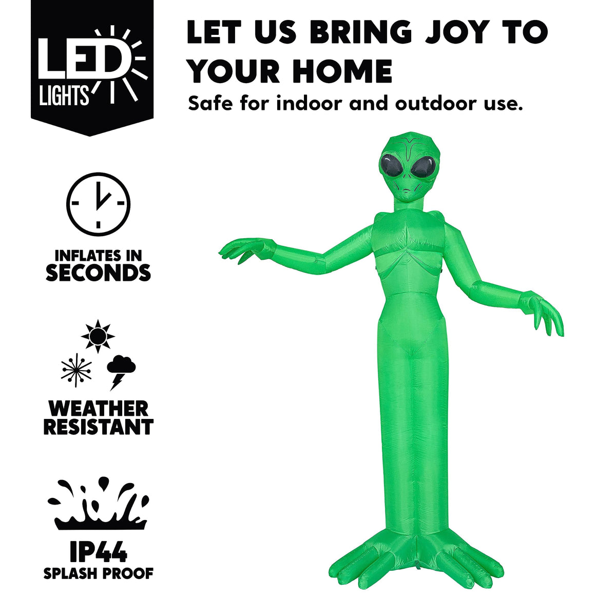 Joyfy 9 ft Halloween Inflatable Giant Alien Decoration with Built-in LEDs,Alien Halloween Decorations Outdoor Blow Up Yard Lawn Decoration
