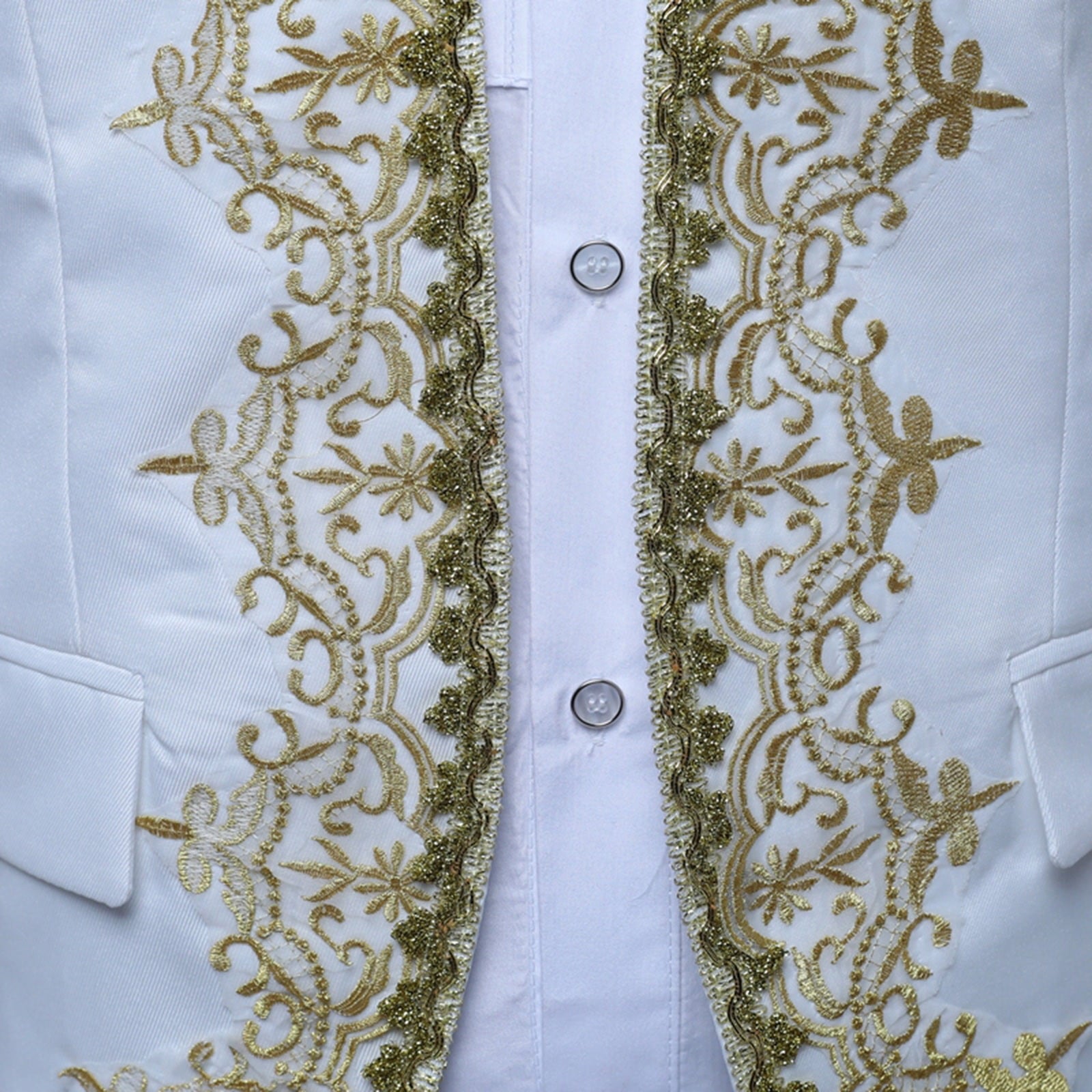 Odeerbi Mens Steampunk Tailcoat Gothic Medieval Gold Embroidery Jacket Halloween Tuxedo Coat Frock Uniform European Court Performances Prince Uniforms Coat White