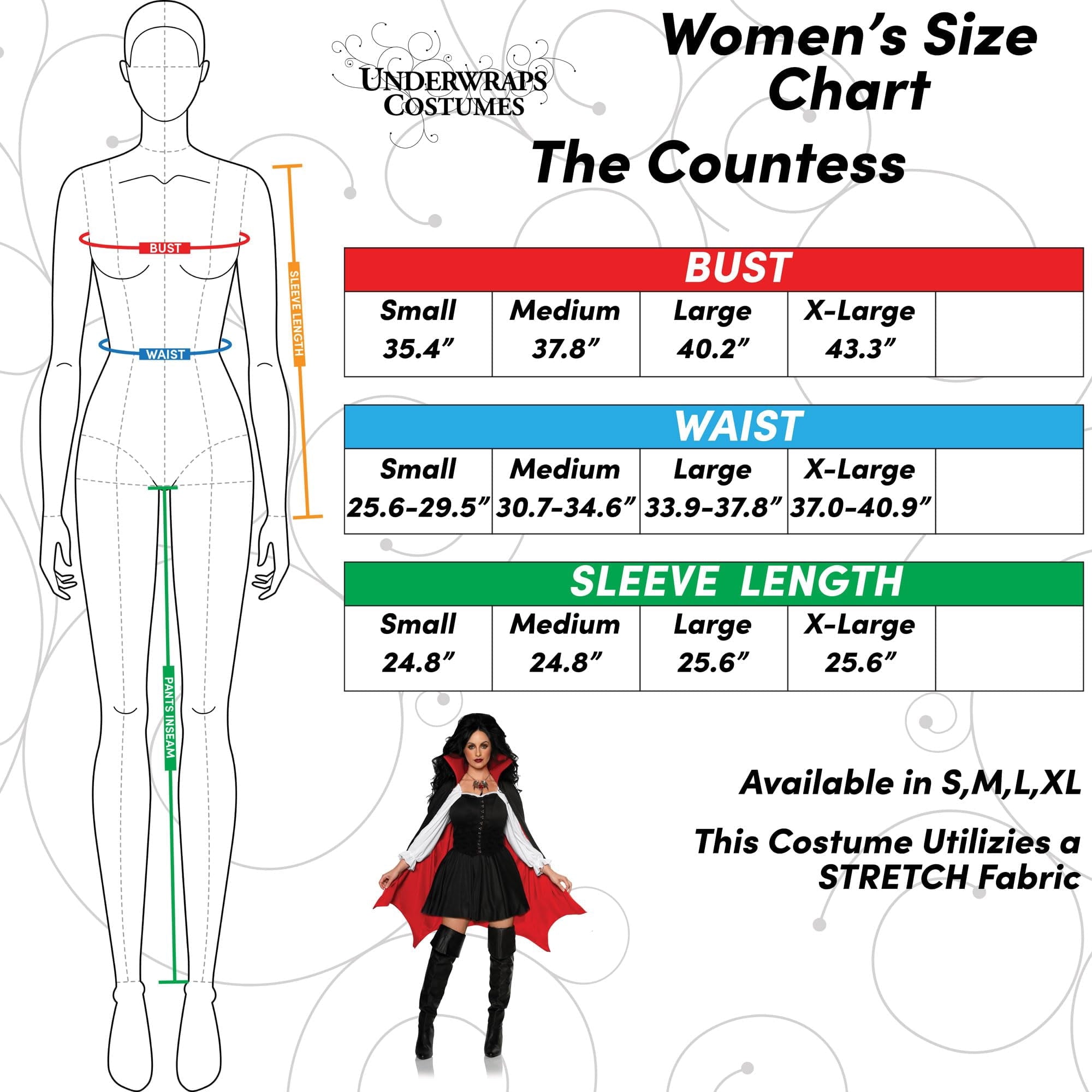 UNDERWRAPS Womens Vampire Mini Dress - Womens Vampire Cosplay, Sexy Womens Halloween Vampire Dracula Costume, Vampire Costume for Women