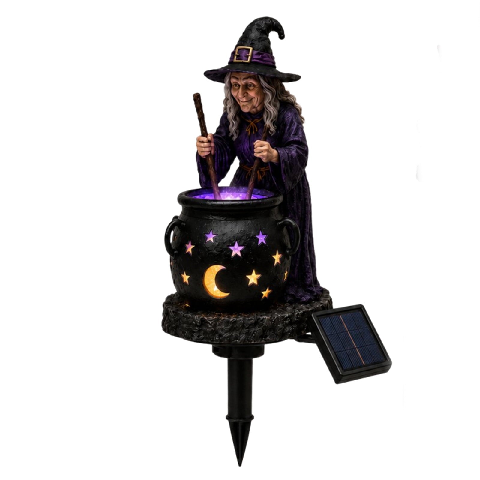 Clearance! Highland Cow Solar Garden Light, 18in Garden Statue with LED Glow, Waterproof Outdoor Yard Decor Stake, Resin Lawn Pathway Light for Backyard Patio Porch Halloween Gift
