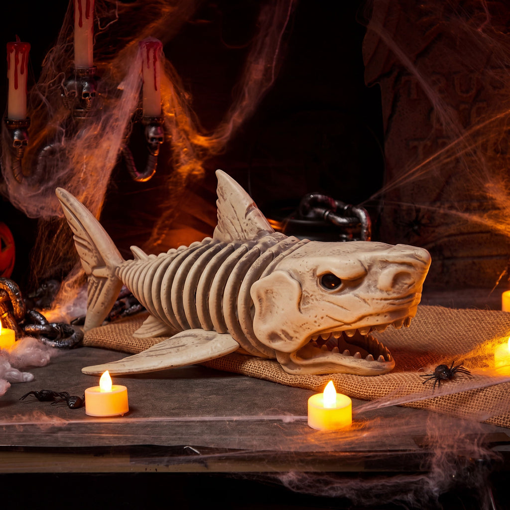 Joyfy Halloween Skeleton Fish Skeleton Halloween Decor,Plastic Skeleton with LED Eye for Halloween Decoration Outdoor Haunted House Party