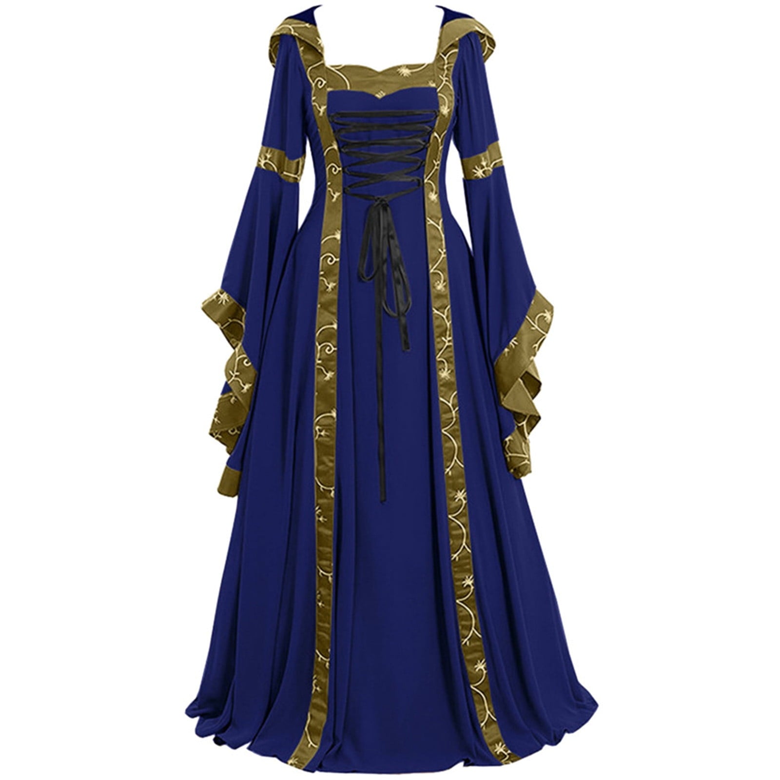 Halloween Costumes for Women 2022 Women's Medieval Dress Plus Size Irish Medieval Ball Gown Halloween Costume for Women Flare Sleeve Floor Length Dress