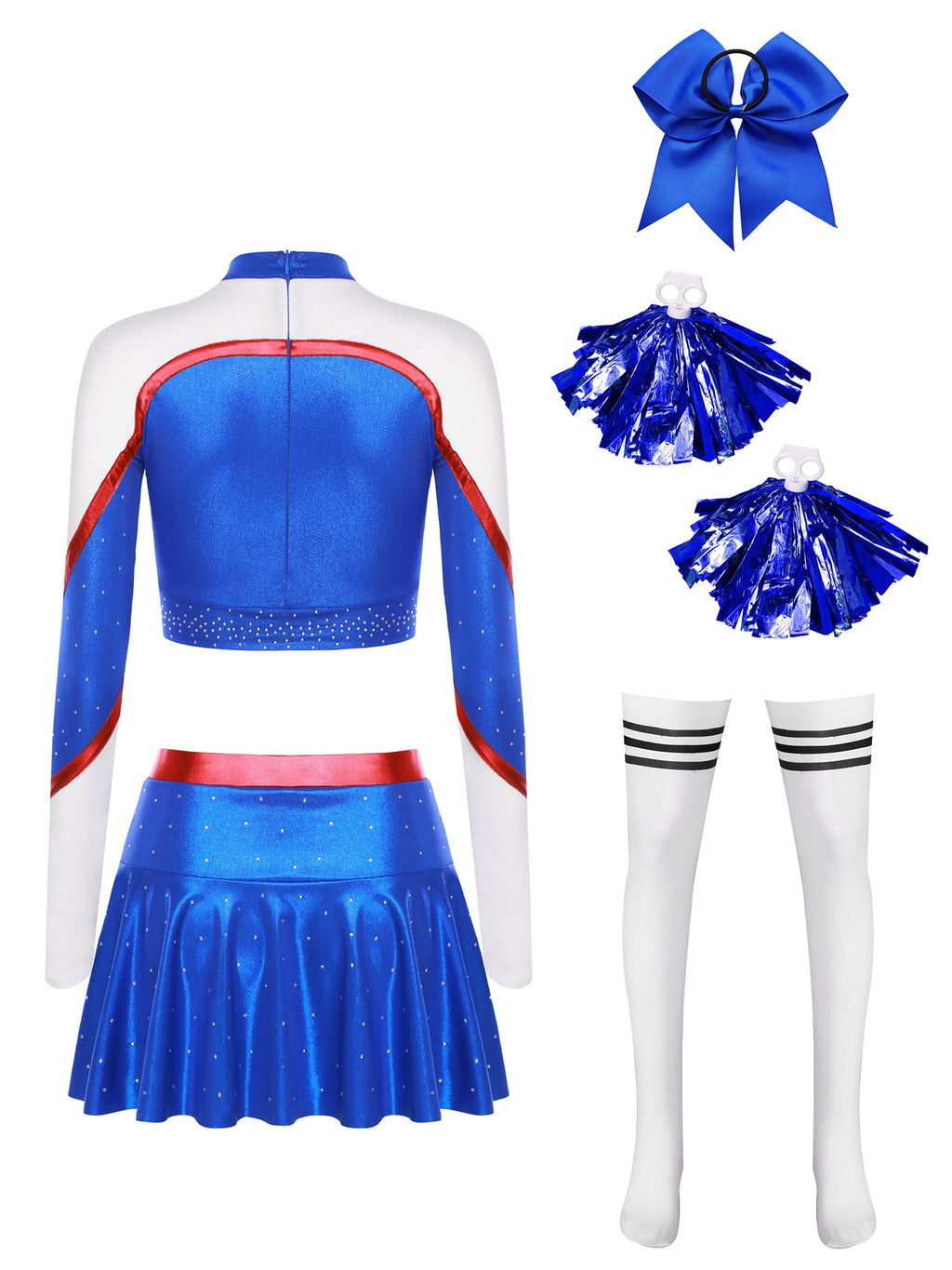 iiniim Womens Cheer Leader Costumes Set Schoolgirl Cheerleading Cosplay Halloween Party Uniform Purple XL