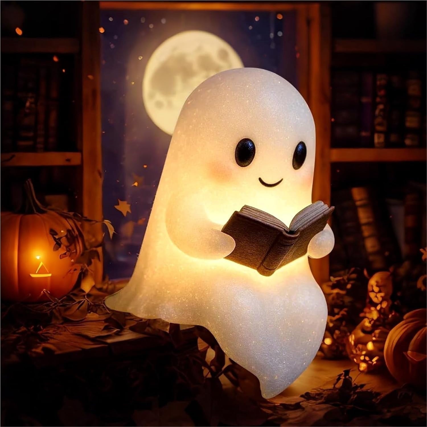 YZEGDCH Halloween 3D Ghost Campfire Flickering Night Light 2 Funny Roasting Marshmallows at Campfire LED Electric Faux Flameless Campfire Nightlight Funny Halloween Decor